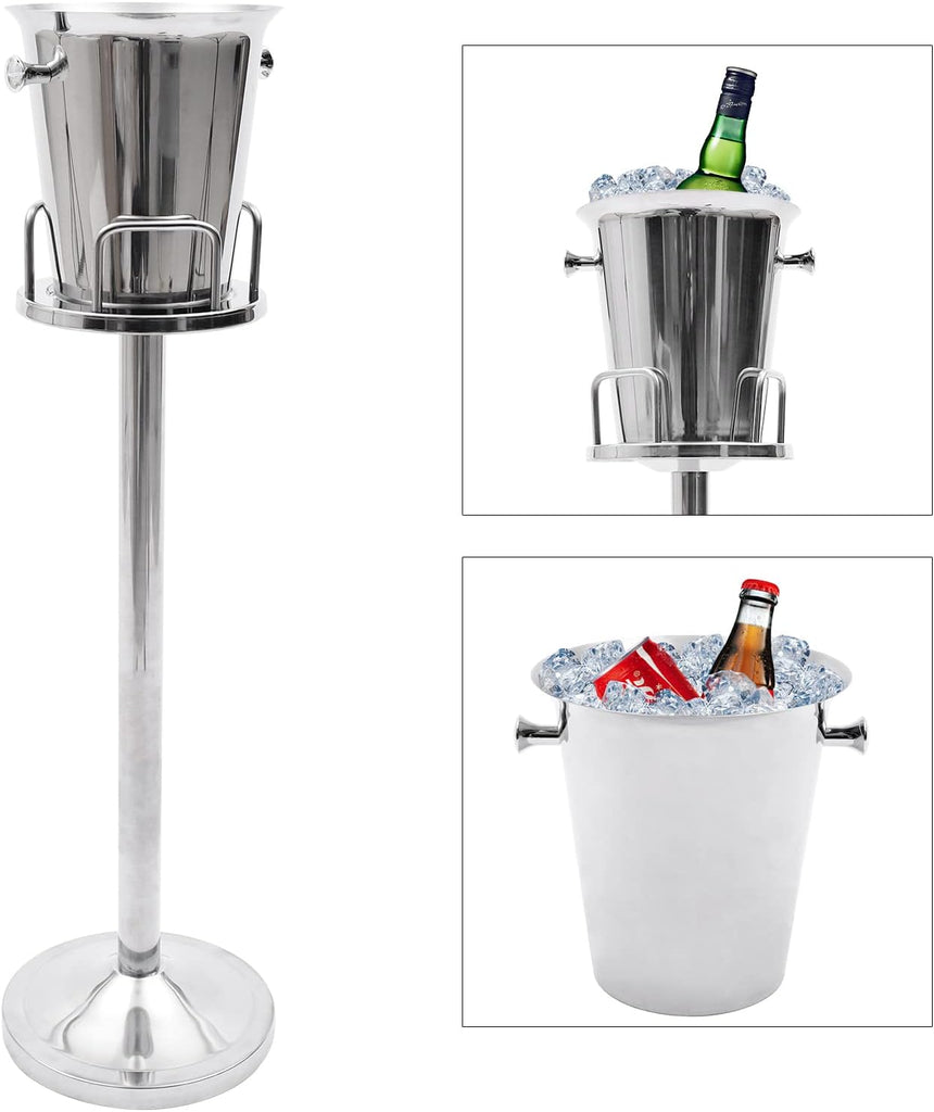 Ice Bucket with Stand, Stainless Steel Champagne Bucket Wine Cooler Ice Chiller for Cocktail Bar, Wine, Home Bar