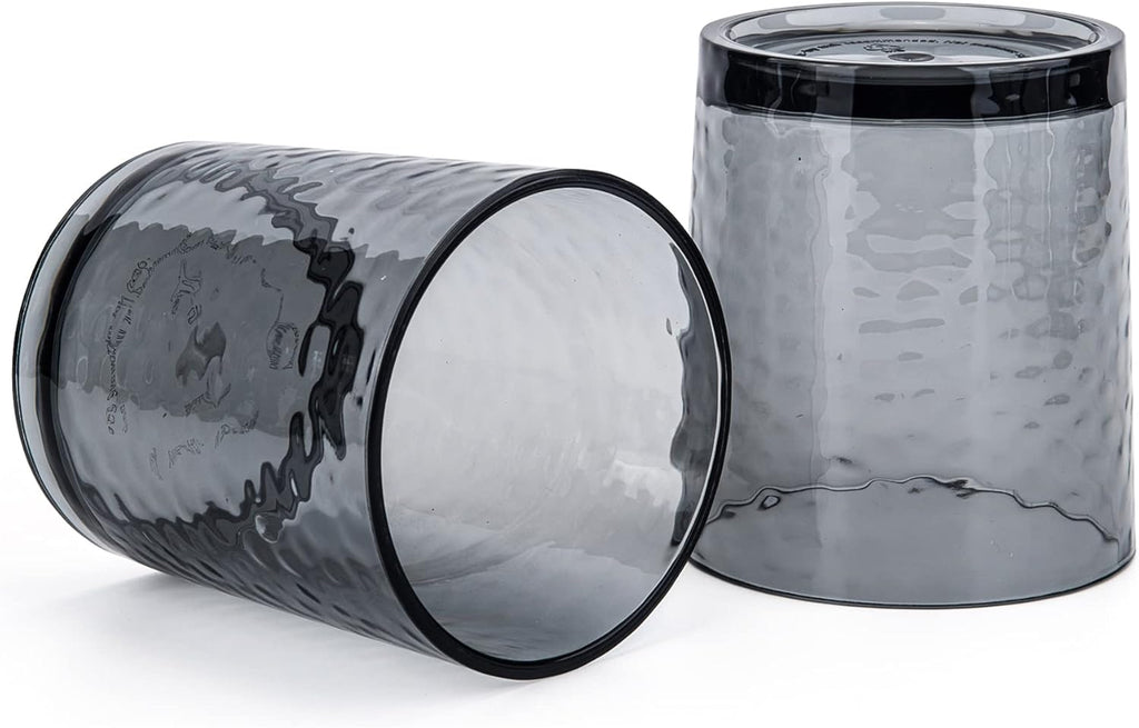 14-ounce and 20-ounce Acrylic Glasses Plastic Tumbler, set of 8 Smoky Grey - Hammered Style, Dishwasher Safe, BPA Free