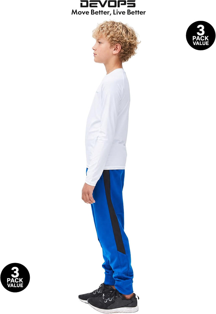 3 Pack Boys Compression Shirts Long Sleeve Athletic Baselayer
