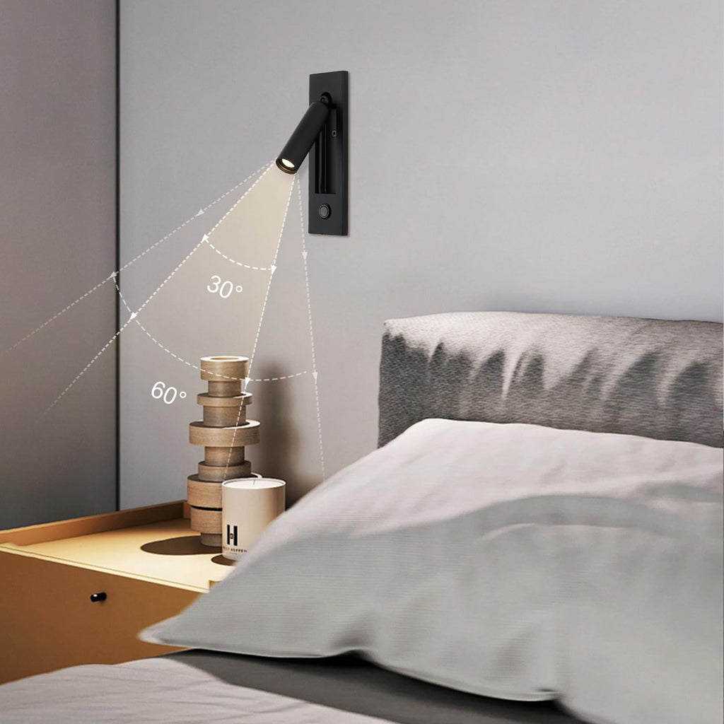 LED Bedroom Lamp Headboard Wall Light Sconce, Bedside Reading Light Recessed Push Switch Wall Lamps, Hotel Bed Side