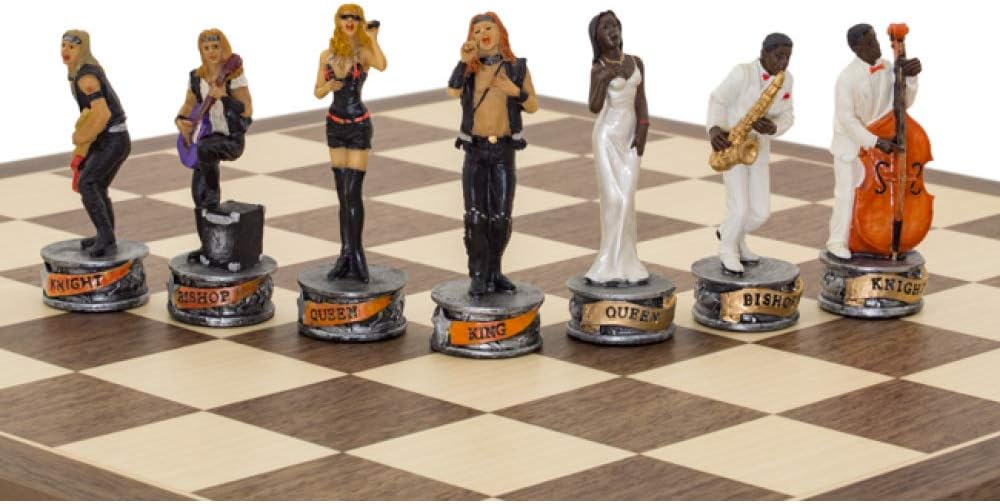 The Jazz Band Vs Rock Stars Hand Painted Themed Chess Pieces