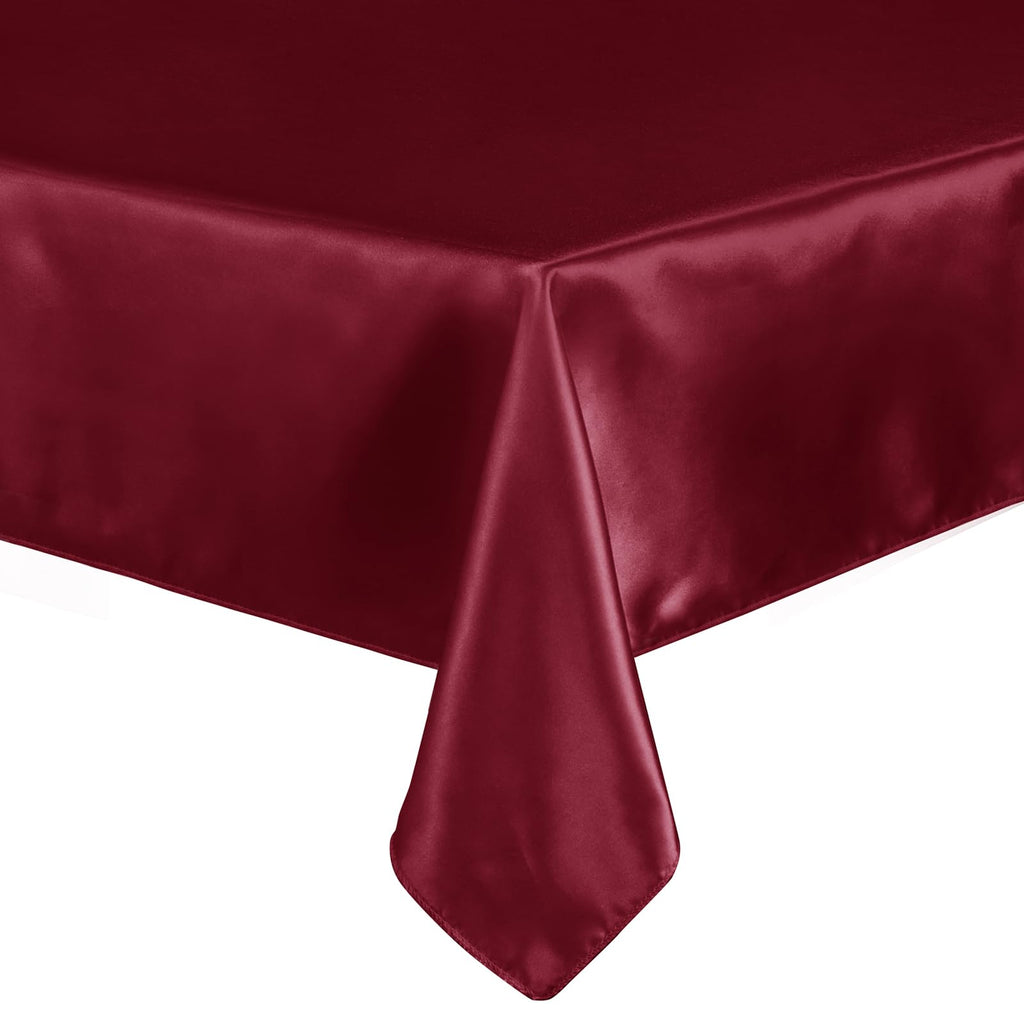 72 Inch Satin Square Tablecloth Overlay, Red, 6 Pcs