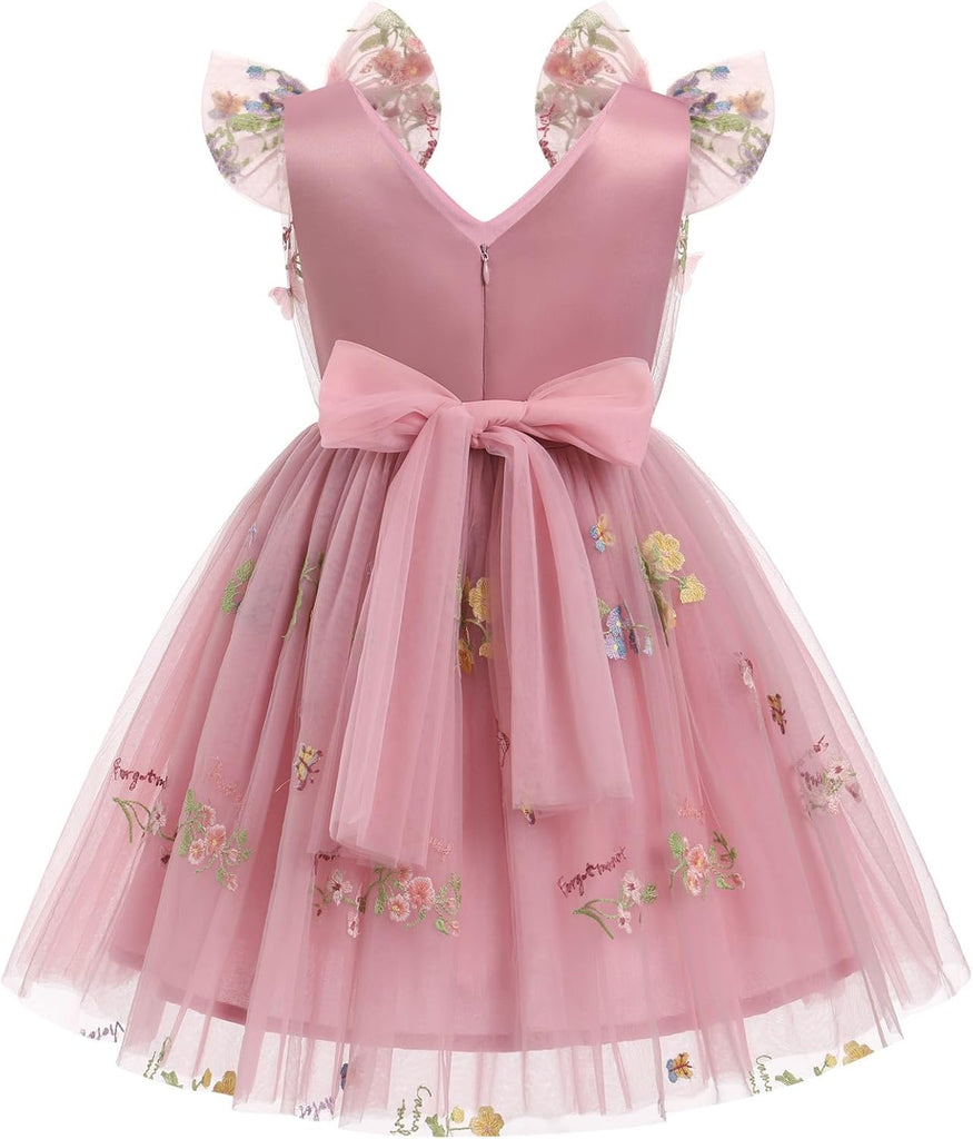 Toddler Kids Girls Butterfly Dress Sparkle Sequins Tulle Wedding Formal Birthday Dresses