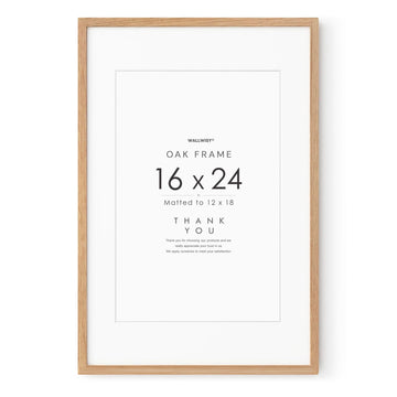 16x24 Poster Frame, Solid Oak Wood 16x24 Frames with Mat to 12x18