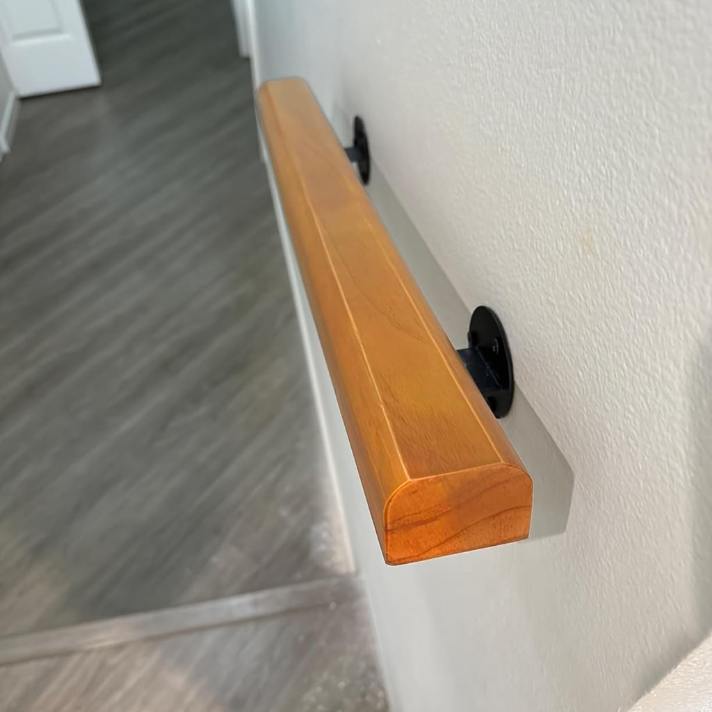 7FT Wood Stair Handrails Wall Mount, Single Piece Staircase Hand Railings