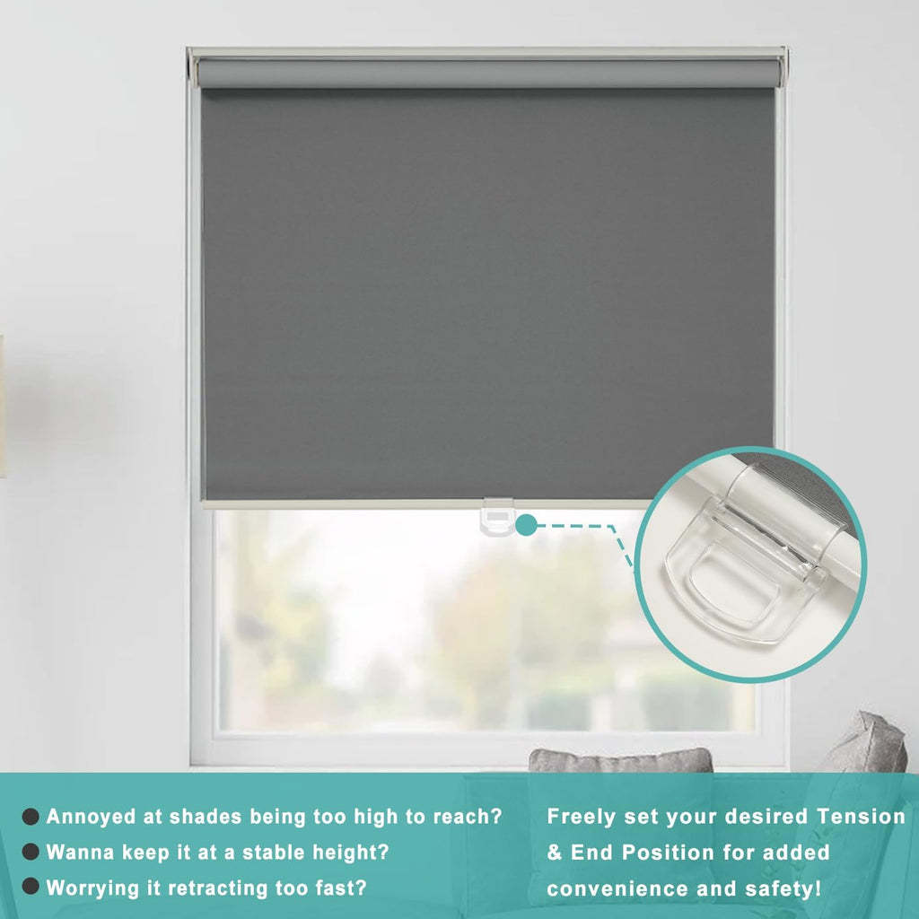 Blackout Roller Shades Cordless for Windows, 100% Room Darkening Window Blinds, Thermal Insulated UV Protection, Easy