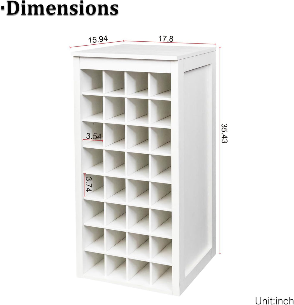 Wine Rack Freestanding Floor Stackable for Liquor 8-Tier 32 Bottle Dividers Rustic Rectangle Small Wine Rack Cabinet