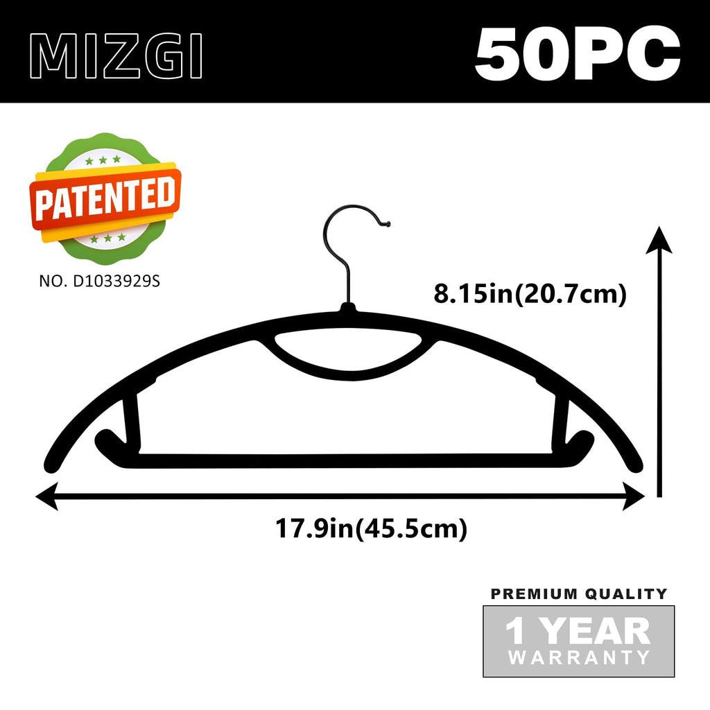 Premium Velvet Hangers 50-Pack, No Shoulder Bump Hangers W/Tie Bar Ultra Thin Space Saving Non Slip Hanger Heavy Duty