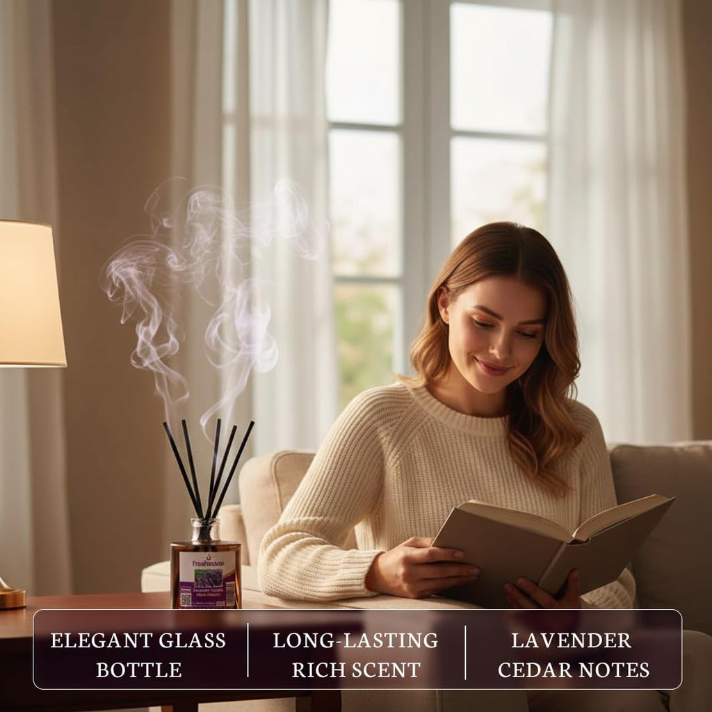 Lavender Vanilla Reed Diffuser |150ml Long-Lasting Fragrance | Best Reed Diffusers and Decorative Glass Bottle - Set of 6