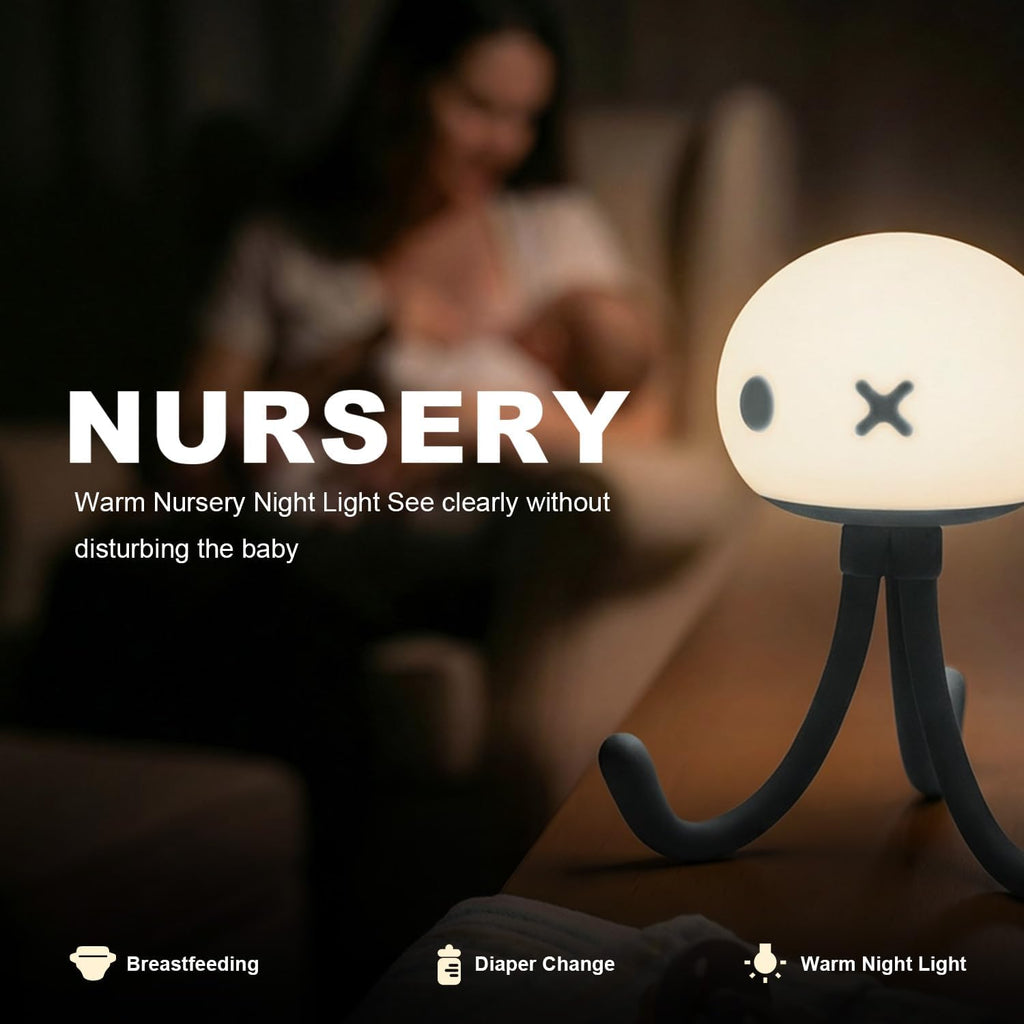 Jellyfish Rechargeable Night Light for Kids Baby Nursery | Special Funny Gifts Room Decor, Cute Lamp with Soft