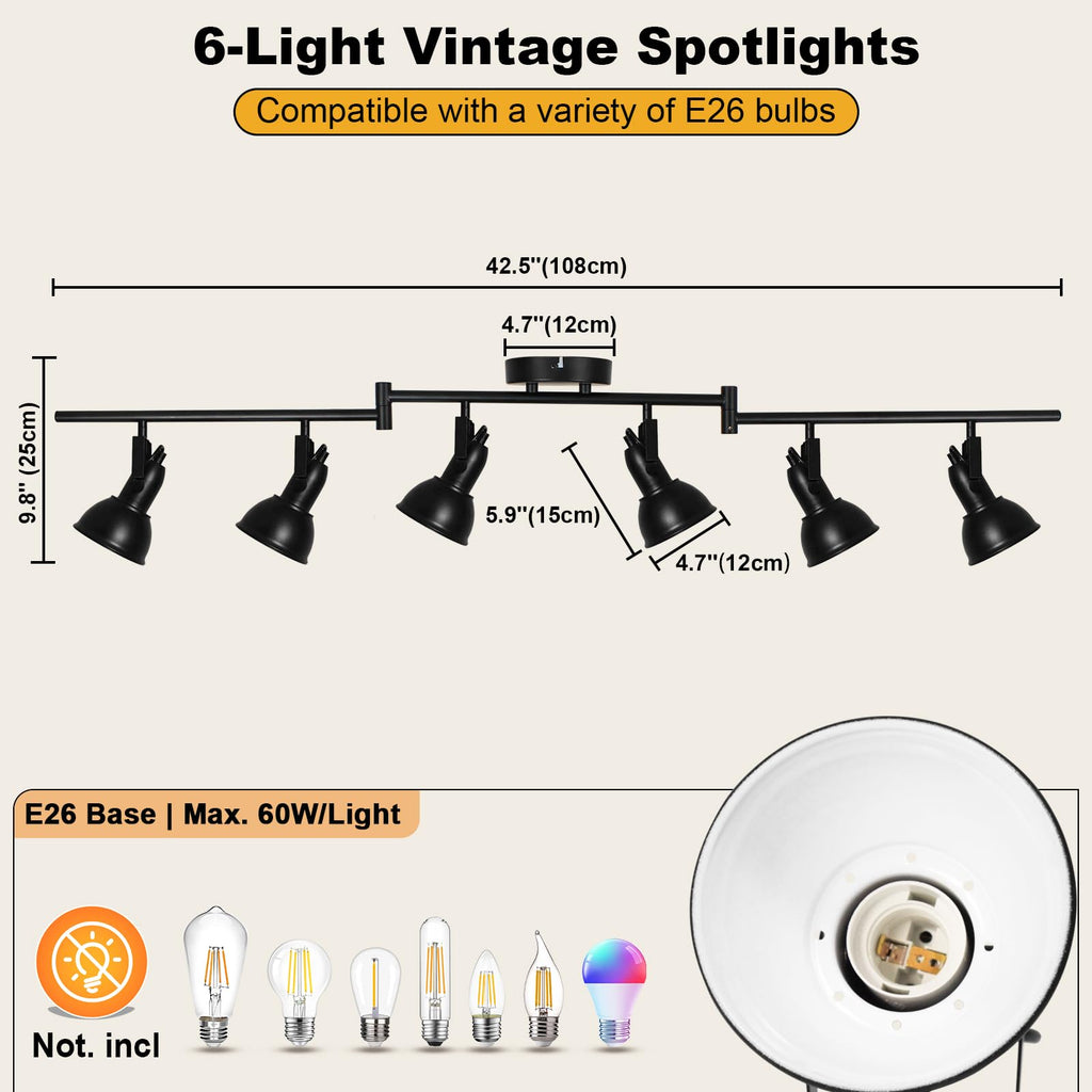 Track Lighting, Adjustable Ceiling Light Fixture Black