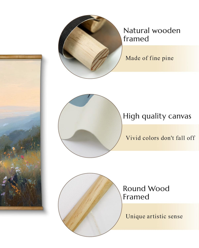 Extra Large Canvas Wall Art - Sunset Mountain Landscape, 36x54 Inch