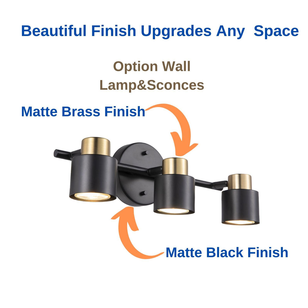 3 Light Track Lighting Kit, Matte Black Brass Finish 3 Way Adjustable with GU10 Modern Ceiling Directional Spot