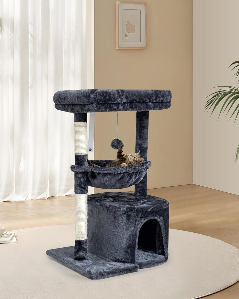 Small Cat Tree for Indoor Cats, Cat Tower with Scratching Post