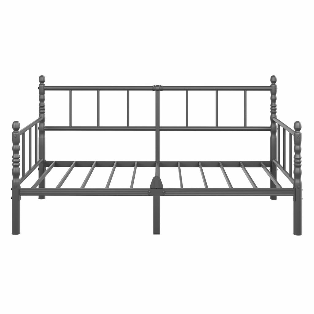 12 Inch Twin Metal Daybed Frame with Minimalist Modern Headboard