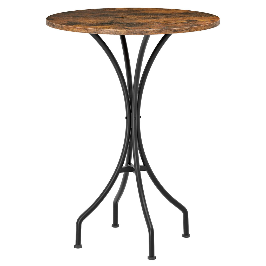 Bar Table, Round High Top Table, Home Counter Height Table, Pub, Bistro, Living Room, Meeting Room, Rustic Brown and