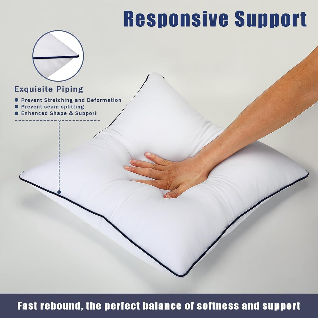 Throw Pillow Inserts-Fluffy Square Cushions with 100% Cotton Covers-Decorative White Pillow Fillers - Set of 2