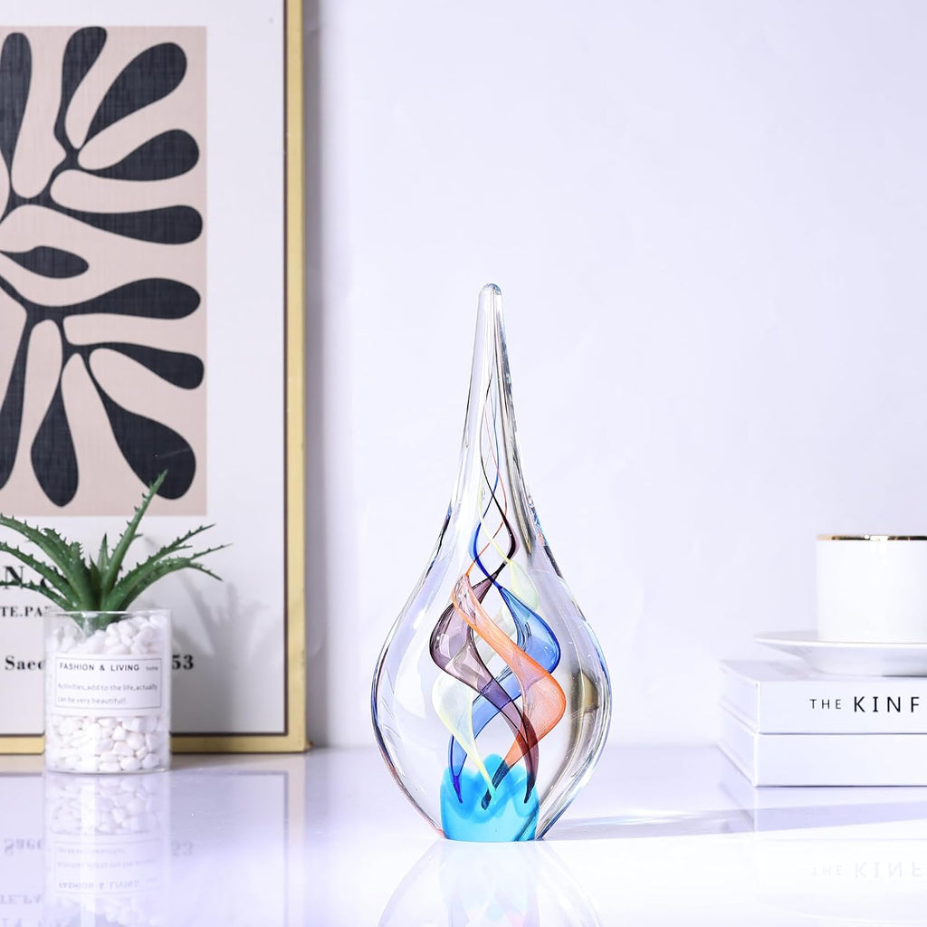 Hand Blown Glass Sculpture, Unique Mediterranean Style Decor, with Crystal-Like Finish, Decorative