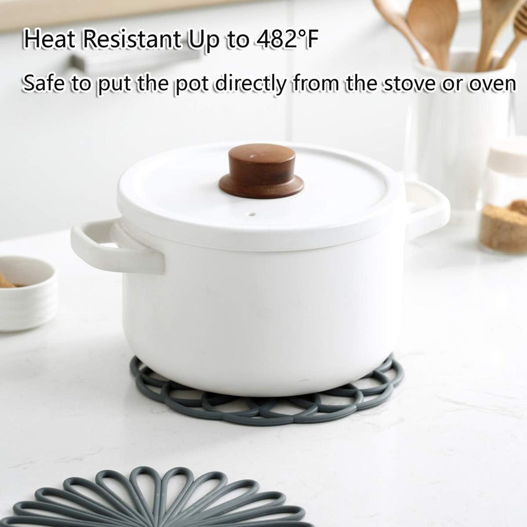 Silicone Trivet Mat - Non-Slip & Heat Resistant Modern Kitchen Hot Pads for Table & Countertop - Trivet - Set of 3