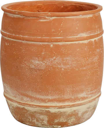 13"H x 12" Dia Aged Terracotta Planter Pot with Drainage Hole, Rustic Vintage Flower Pot for Indoor Outdoor Plants