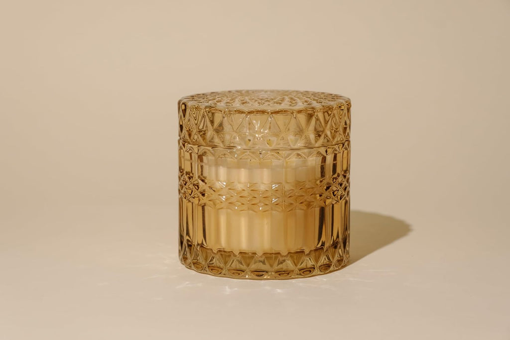 LEOBEN CO - Amber Saffron Scented Candle - 6oz, Prism Collection Design - 35 hr Burn Time - Poured in California - Set of 6