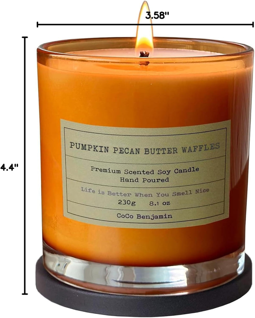 100% Natural Soy Wax Candle by - Highly Scented & Hand-Poured Luxury Candle (Pumpkin Pecan Butter Waffles)- Clean - Set of 81
