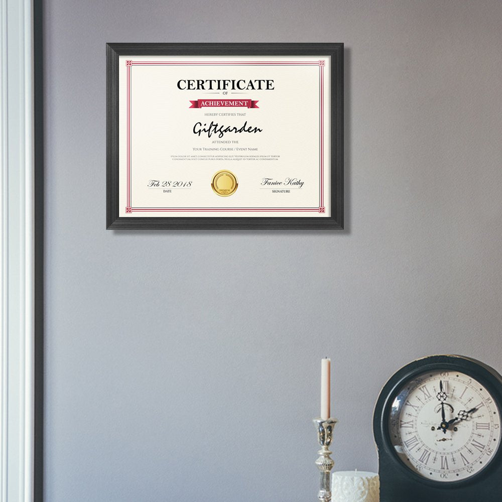 8.5x11 Picture Frames Diploma Certificate Document Award 8.5 x 11 Frame Black, Wall or Tabletop, Set of 6