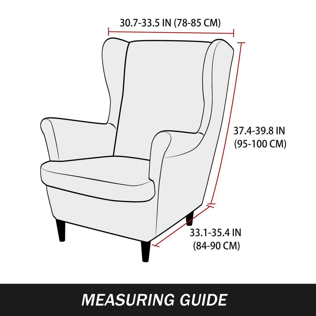 Stretch Wing Chair Slipcovers, 2 Piece Wingback Chair Cover Soft Velvet Armchair Covers with Elastic Bottom Bedroom