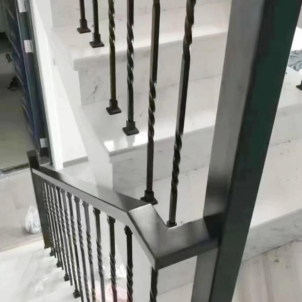 Iron Balusters for Staircase Interior (Box of 15) Stair Spindles 1/2" Square Metal Balusters - Hollow Single Twist
