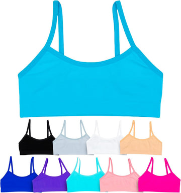 Ives Girls Seamless Training Bra, Cropped Cami Bra for Teens Pack of 10