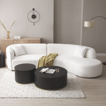 126" Luxury Modern Style Curved Sofa, Upholstery Boucle Sofa Couch with 2 Pillows, Right Hand Facing Sectional Boucle