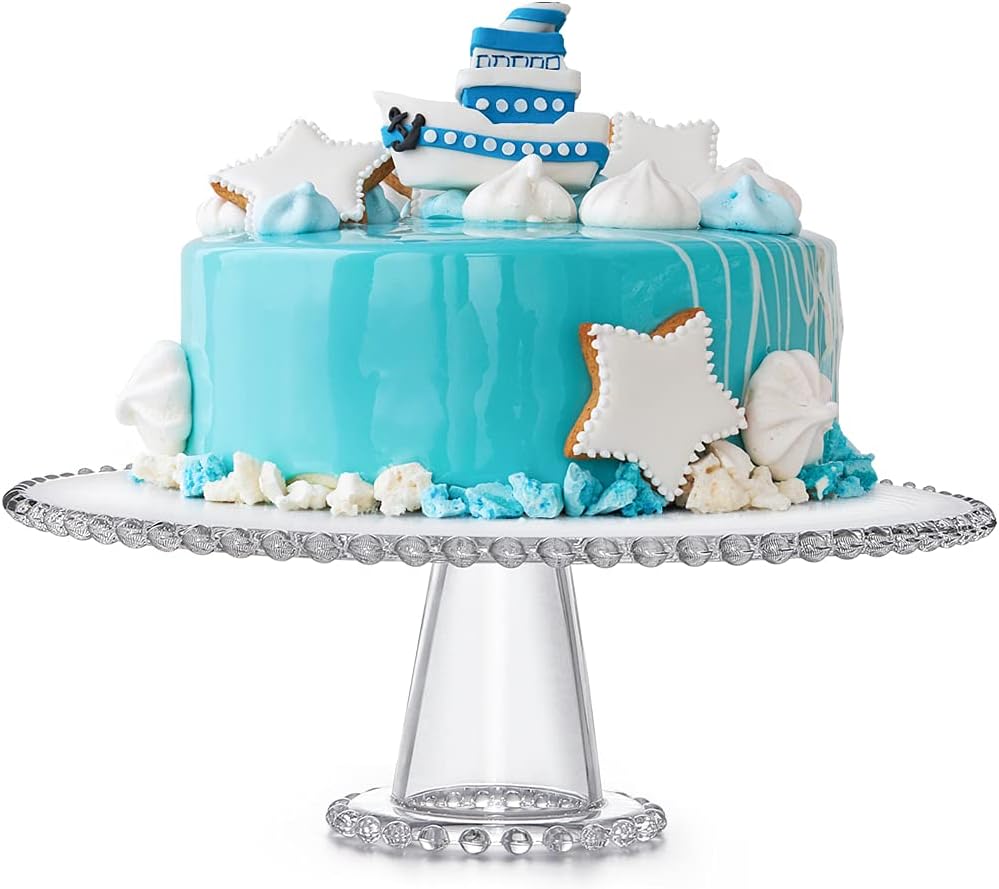Glass Cake Stand 12 inch, Pedestal Cake Platter, Dessert Server Display for Wedding, Birthday, Baby Shower