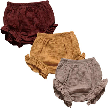 3PC Shorts Set Newborn Baby Girls Boys Pants Cotton Linen Blend Cute Floral Bloomers Triangle Shorts