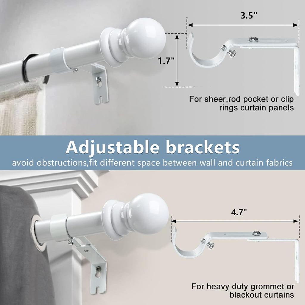Decorative Curtain Rods for Windows - 1 Inch Heavy Duty Basic Curtain Rods,Adjustable Drapery Pole