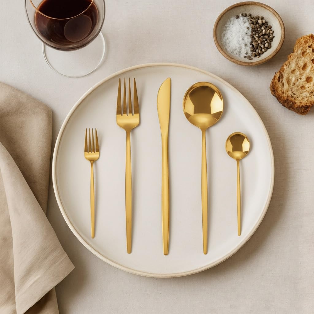 Silverware Set for 6, 30-Piece Lincoln Slim Handle Flatware Set, Stainless Steel Cutlery Set with Fork Knife Spoon