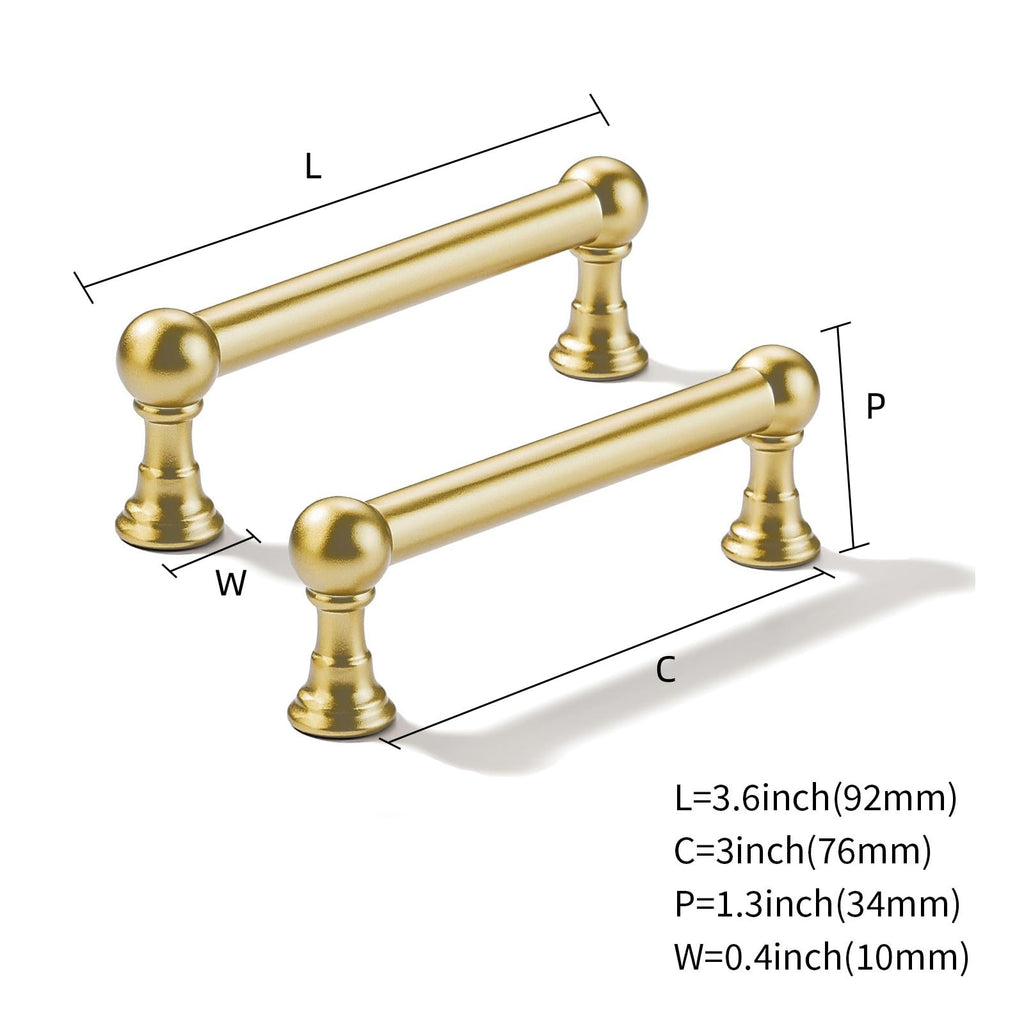 2 Pack 3 Inch Solid Kitchen Cabinet Handles Brushed Gold Heavy Duty Cabinet Pulls Drawer Pulls Cabinet Hardware