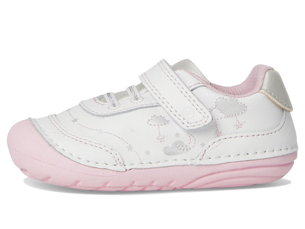 Rite girls Soft Motion Adalyn First Walker Shoe, White/Silver, 4.5 X-Wide Infant US