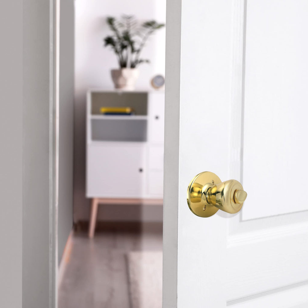 Tulip Privacy Door Knob, Polished Brass