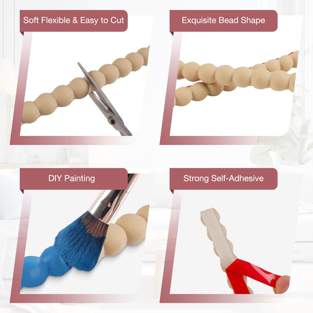 Flexible Molding Trim Peel and Stick Beaded Trim, Light Brown