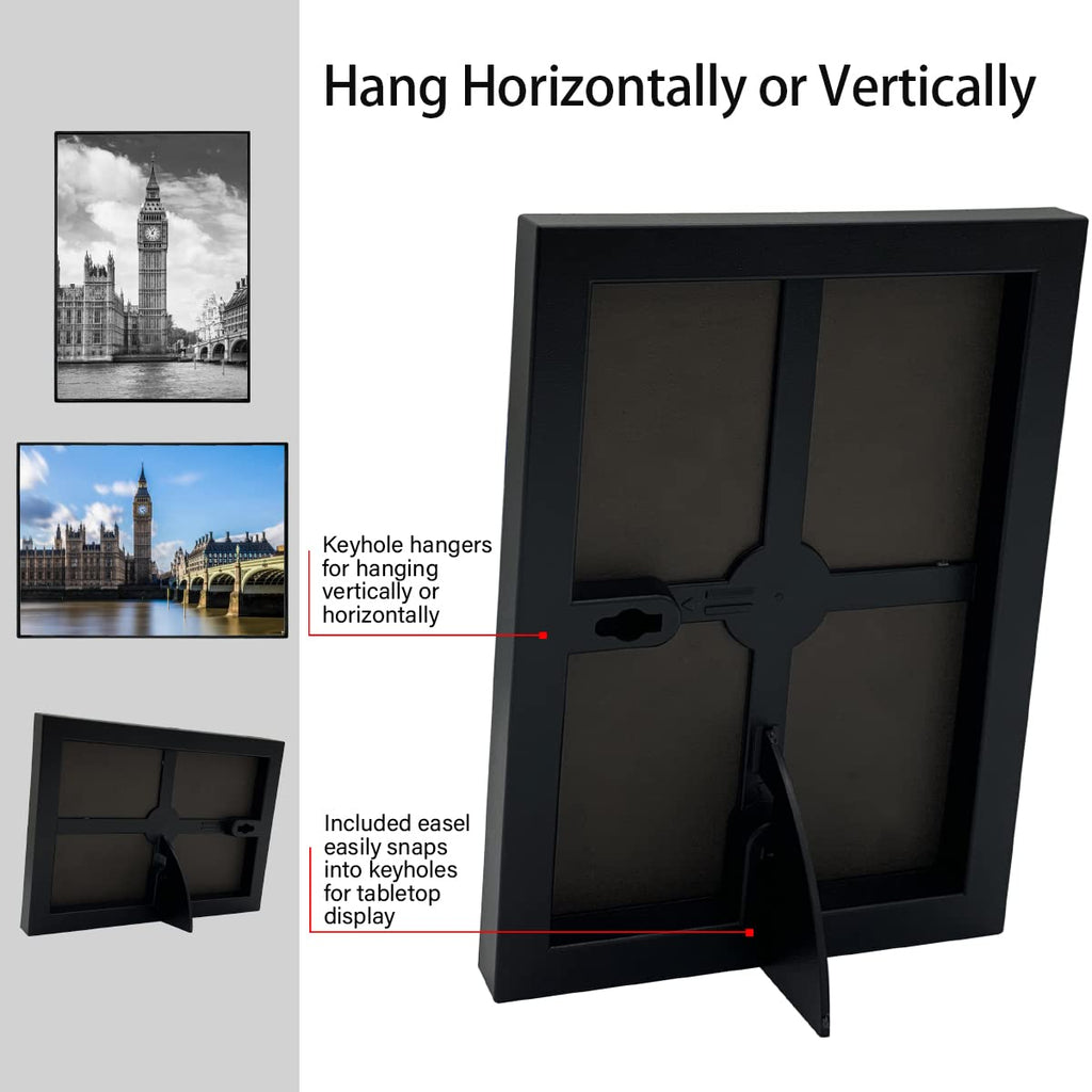 Front Loading Black Picture Frame 5x7 Set of 10 Wall and Table Mounting
