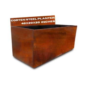 Corten Steel Planter Large Rectangle for Outdoor, Metal Planter Box - 46x20x20 inch - Flower Pot for Garden, Patio