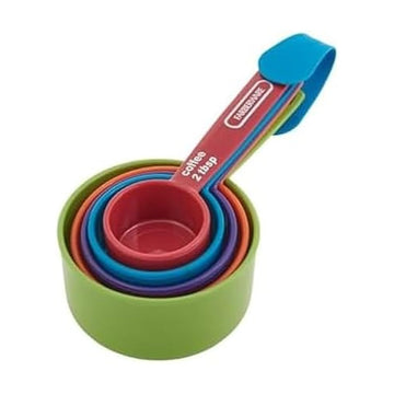5-Piece Measuring Cup Set with Coffee Scoop, Durable Plastic Nesting Measuring Cups with Easy-Read Markings