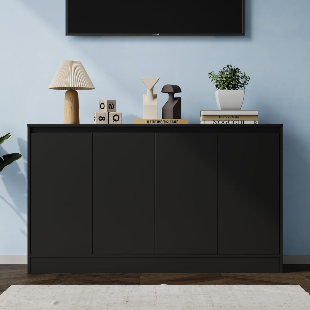 Buffet Cabinet with Storage, Coffee Bar Cabinet with 4 Doors and Adjustable Shelf, Modern Kitchen Buffet Sideboard