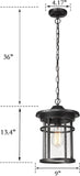 Outdoor Pendant Lighting, 1-Light Outdoor Hanging Lantern Light Fixtures for Porch, Farmhouse Style Exterior Porch Lights with Seeded Glass A123-B07TV5TF7V