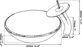 Red Glass Vessel Sink with Faucet and Drain Combo 16 Inch Tempered Glass Bathroom Sink Above Counter