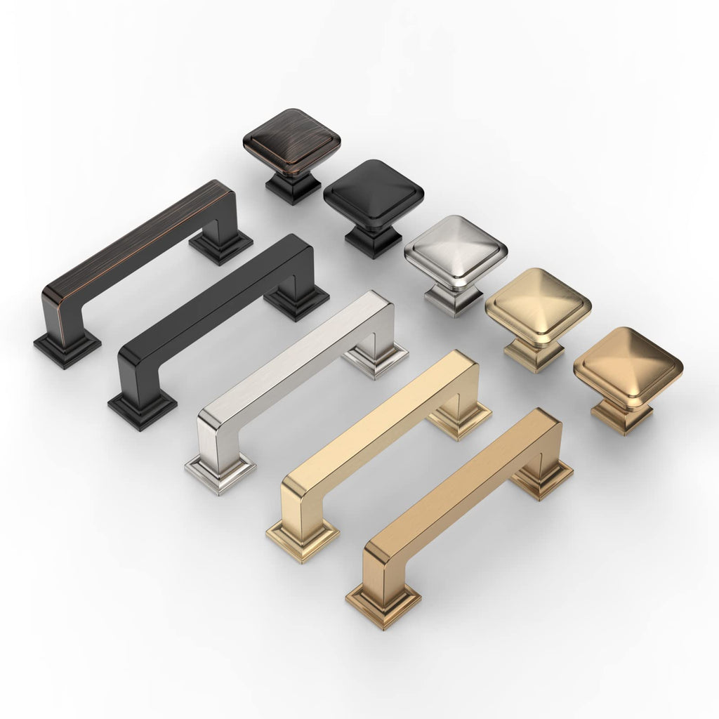 15 Pack Champagne Bronze Cabinet Knobs,Solid Square Drawer Pulls