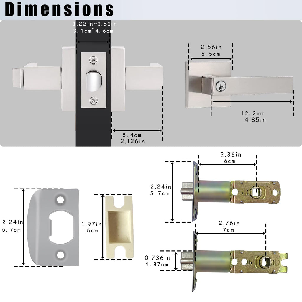 2 Pack Door Handle Heavy Duty, Keyed Alike Entry Door Lever