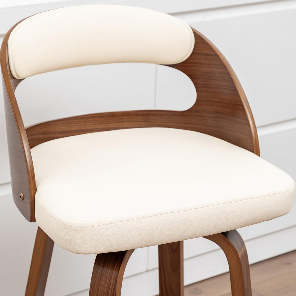Mid Century Bar Stools with Walnut Bentwood Frame, 29.5" Bar Height