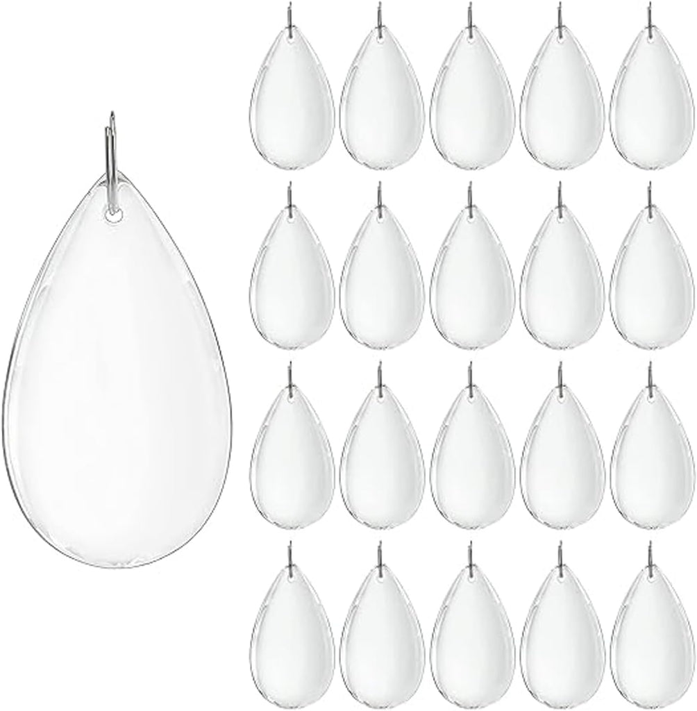 20 Pcs Teardrop Crystal Chandelier Pendants Clear Glass Lamp Decor - Clear Teardrop Crystal Chandelier Prisms