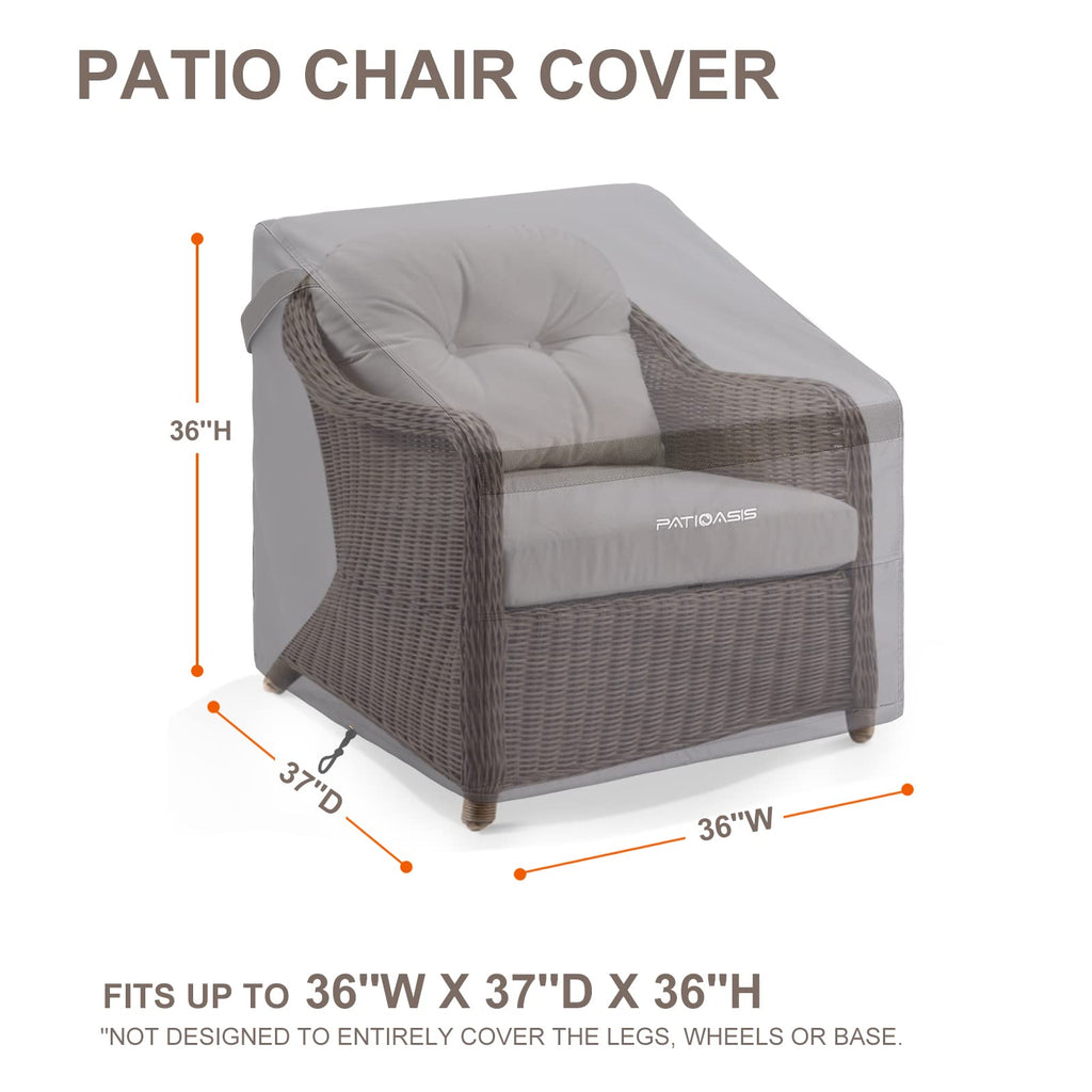 Waterproof Outdoor Single Arm Chair Covers Grey 36''w x 37''d x 36''h All Weather Resistant Covered Outdoor Lawn